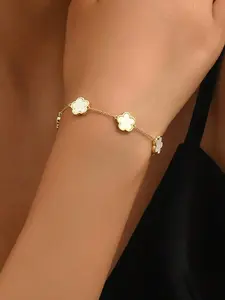Leaf Fashionable White Flower Gold Decor Bracelet Jewelry Unisex/ Adjustable/ Daily Decor/ Trendy All Match