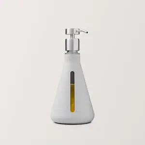Reusable Erlenmeyer Dispenser + Pump for Laundry Detergent Refills - Glass - Silicone Measuring Beaker Included - 375 mL