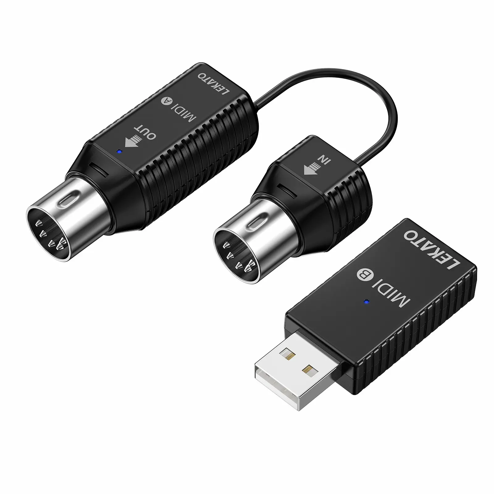 LEKATO Wireless MIDI Interface Adapter, for Synthesizer EWI Keytar Digital Piano Keyboard to MIDI Devices, Mac OS/iOS, Win XP, Bluetooth Midi Adapter with USB, Ultra Low Latency 5 PIN