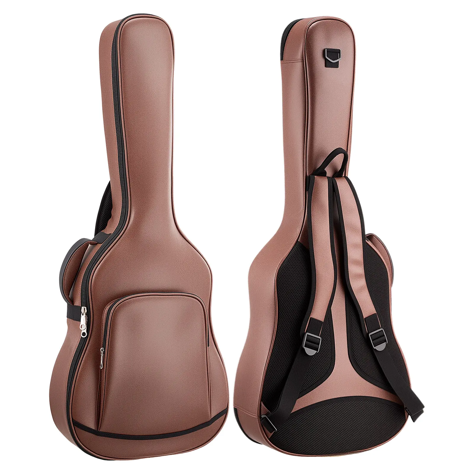 VEVOR Durable Acoustic Guitar Hard Case Protector, 47.1 in Hard-Shell Travel Case, Foam Padding, Accessory Compartment, Portable Handle, Shoulder Straps, for 41 in Acoustic Guitars, Brown