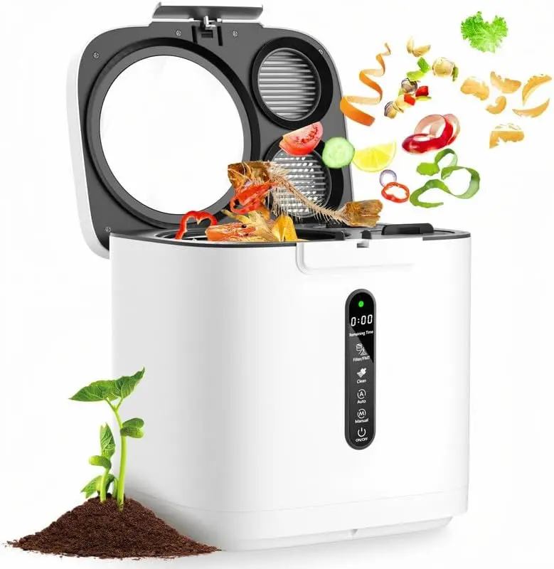 4L Electric Composter with Visible Window, Kitchen Intelligent Compost Bin