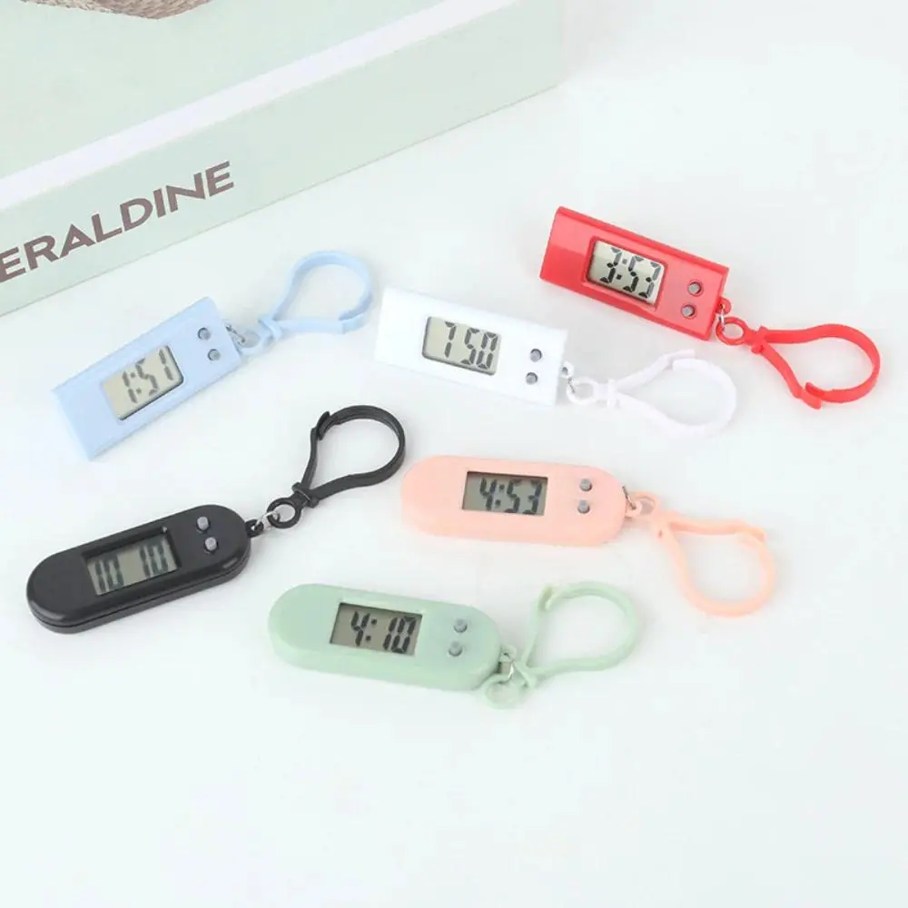 Electronic Keychain Clock Compact Mini Pocket Watch Portable Electronic Clock Digital Oval Hanging Watch For Students Daily