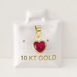 10k Gold Pendant - Red Heart