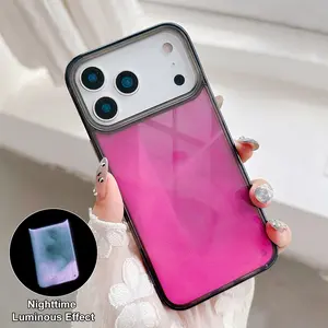 Case for iPhone 17 Pro Max,Fluorescent Quicksand Liquid Glow Sand Luxury Glow Noctiluncent Liquid Luminous Sand TPU+PC Protective Phone Case for iPhone 13 14 15 16 Pro Max
