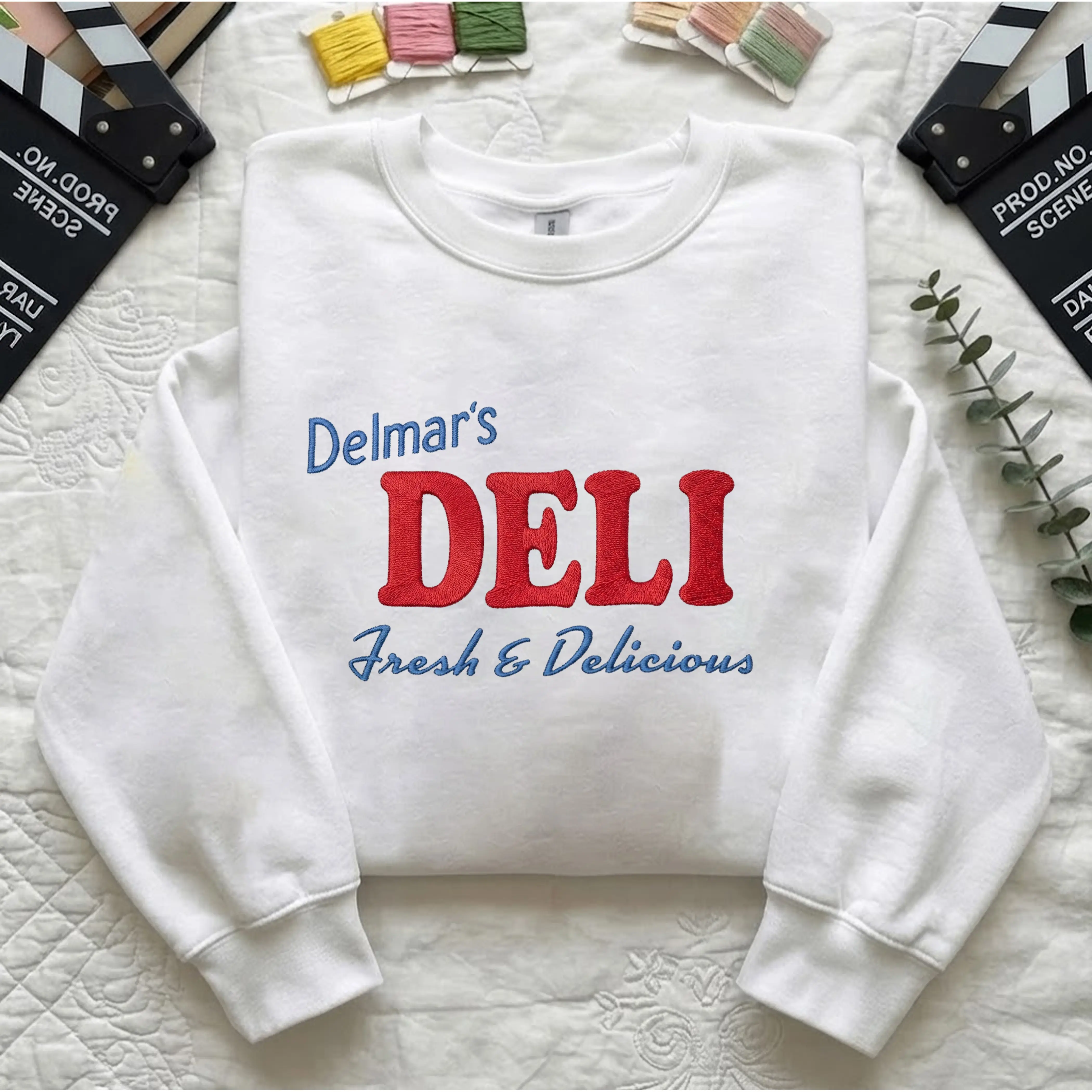 Vintage Delmar’s Deli Fresh & Delicious embroidery sweatshirt , Funny Movie Inspired Tee, Movie Fan Gift Shirt