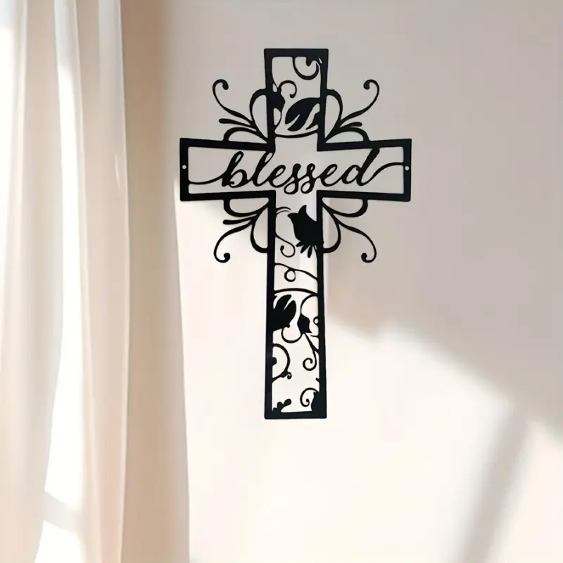 Cross wall metal art, Cross Design, stylish religious decor, Religious Decorations, suitable for bar, kitchen coffee signs, home, living room, office decoration, Valentine's Day, New Year, and Easter decoration