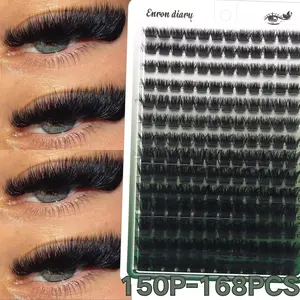 168pcs Fluffy, Volume Eyelash Clusters, High Quality Eyelashes, Makeup, 150D Curl, 10-18mm, Suitable For Beginners, Create Voluminous Lashes, DIY Time-Saving, Holiday Gift, Eyelash Extensions Set, 3D exaggerated style false eyelashes