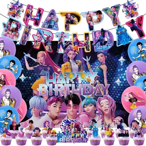 New KPo Witch Hunt Theme Birthday Party Banner Balloon, Rumi Mira Zoey Birthday Balloon, Cake Background Party Decoration Toy