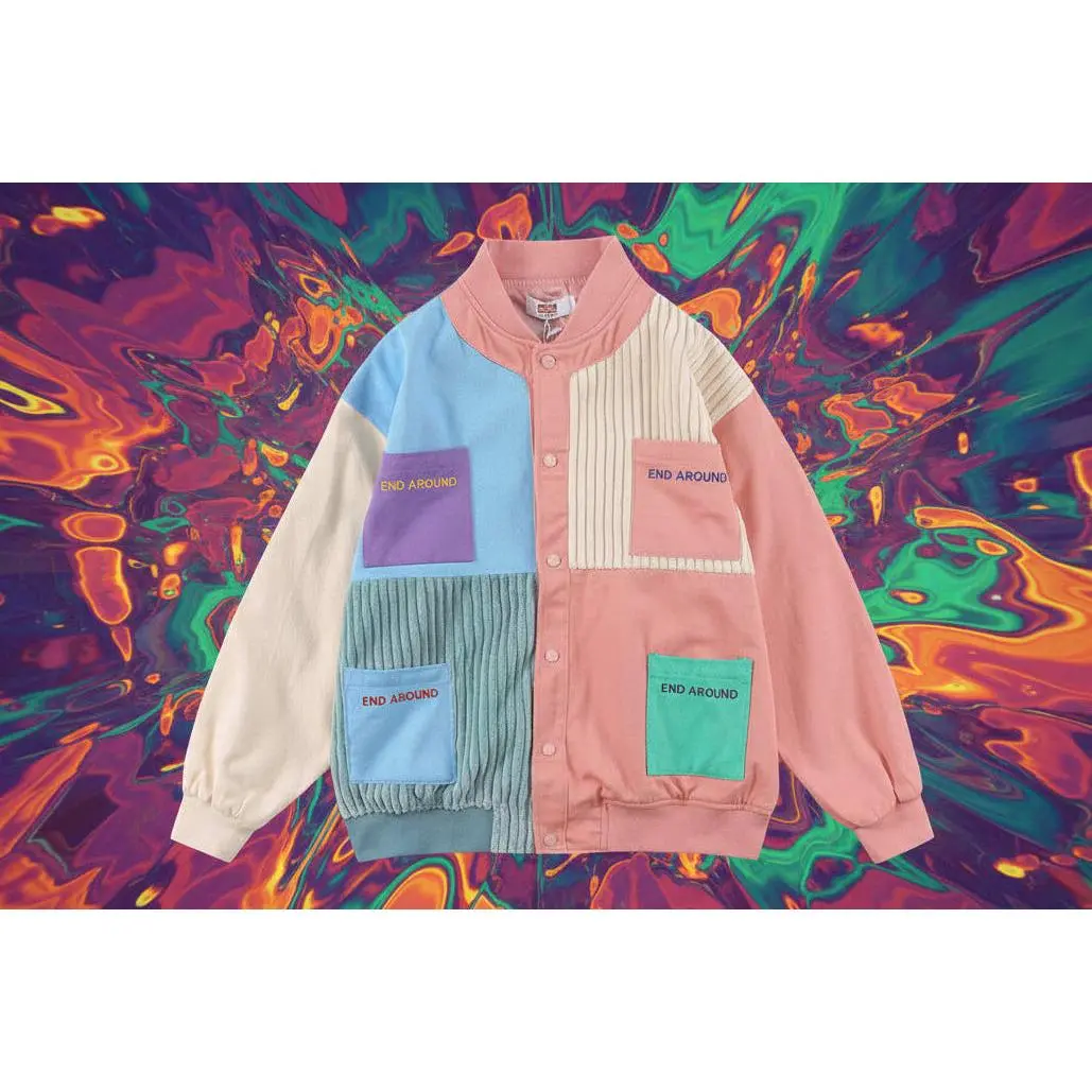 Patchwork Coat High Street College Streetwear
