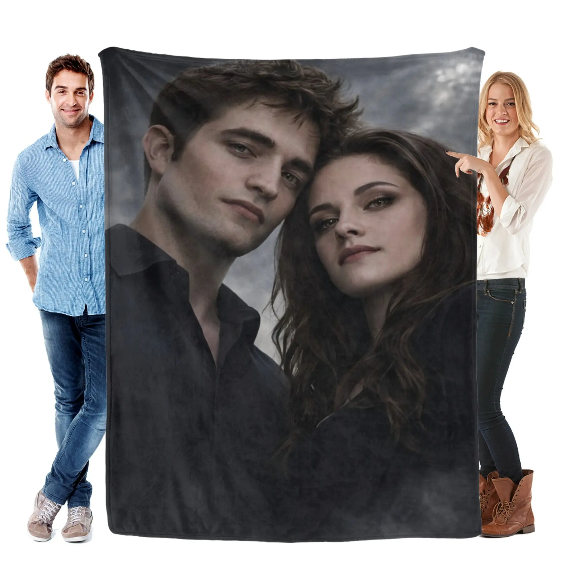 Twilight Blanket Edward Cullen Bella Swan Couple Throw Blanket Vampire Romance Movie Fleece Blanket Soft Cozy Gift For Fans Bedroom Decor