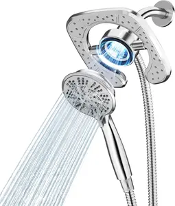 Shower  Handheld Spray Combo 10 Mode Spray Settings  2-in-1 High  Dual Showerhead Auto- Square Combination, Chrome