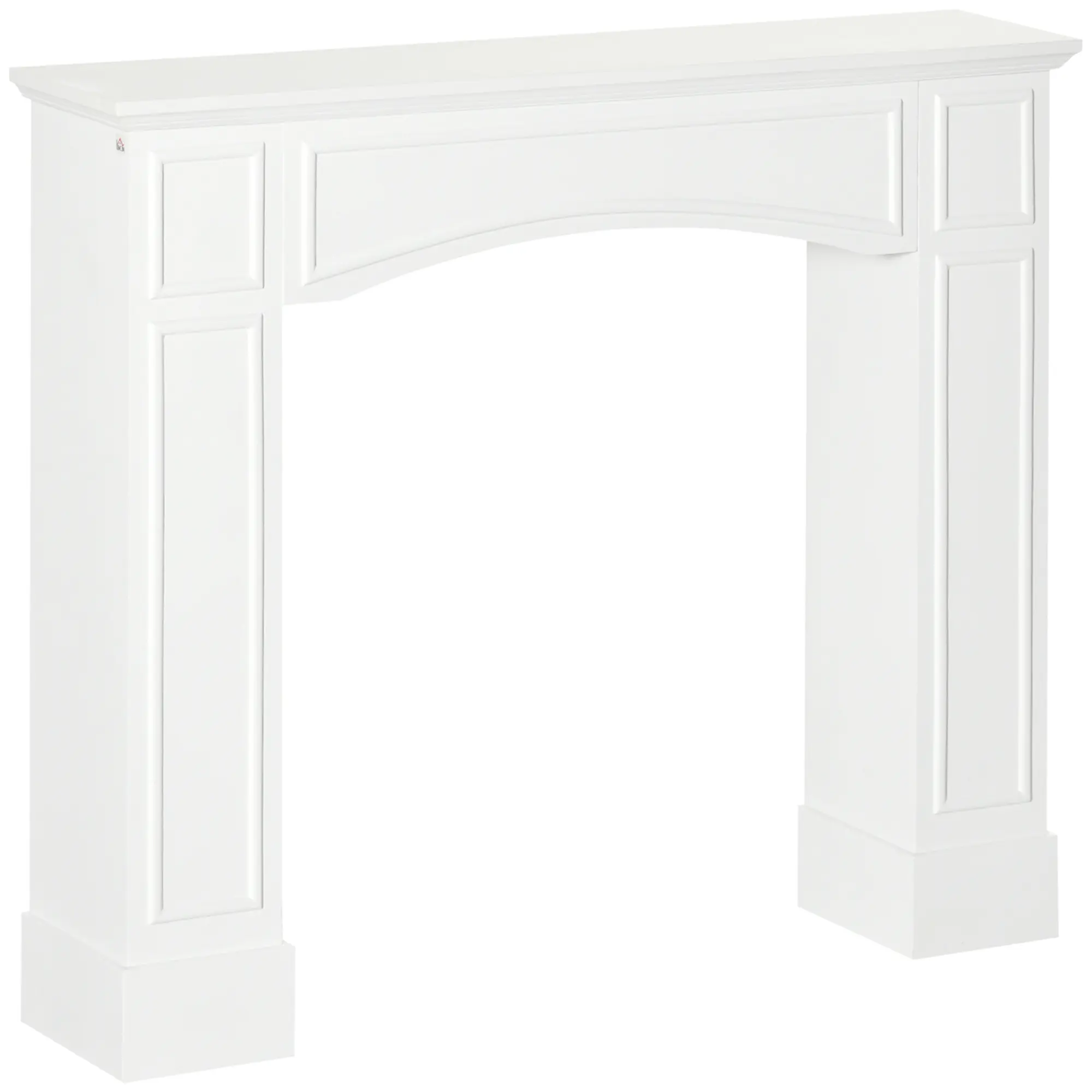 White Modern Fireplace Mantel with Decorative Pattern, 45.25"W x 9.25"D x 39.25"H Fireplace Surround with 29 Inch Inner Width, MDF Frame 66 LBS Capacity Only for Indoor Electric Fireplaces