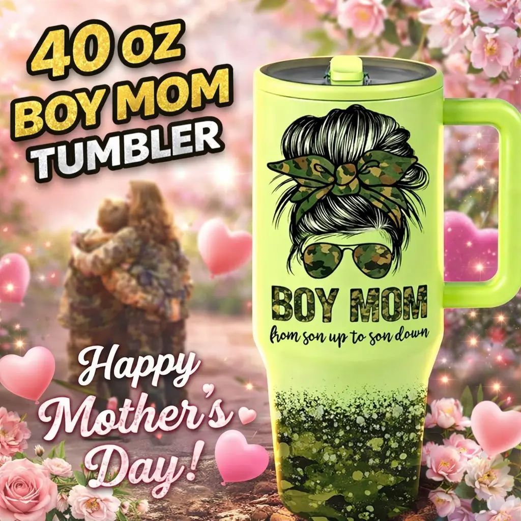 1 Pc 40oz insulated mug with handle, boy mom tumbler gift, double wall vacuum cup, Vacuum flasks, Steel, leak-proof lid, keeps hot 12h cold 24h, large capacity for daily coffee water, Mother's Day gift, birthday, Leakproof Insulated Tumbler