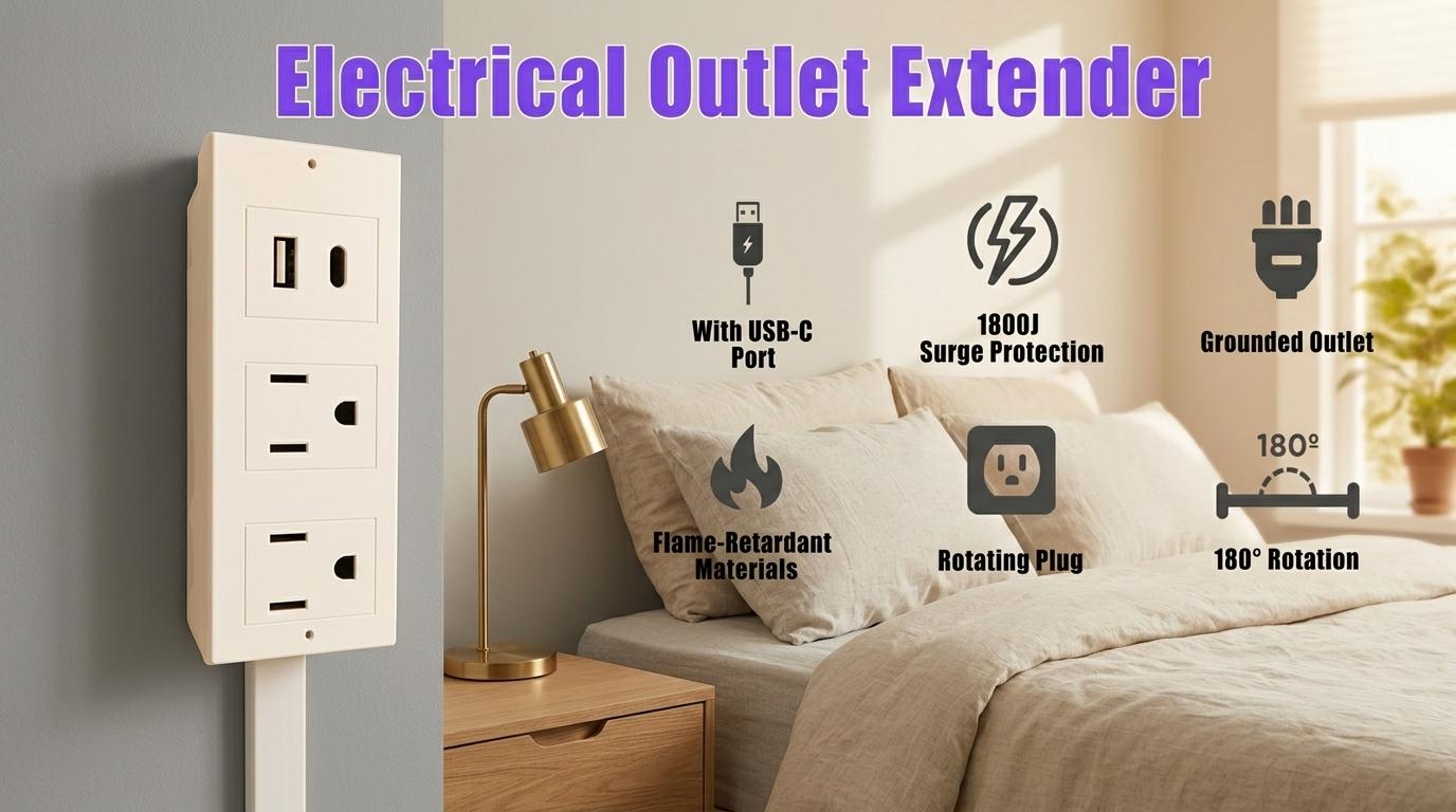 Outlet Extender Outlet electrical Mountable Multi Plug Wall Outlet, with USB-A USB-C & 2 AC, Extendable 22-34" Rotatable 180°, Surge Protector Power Strip,UL-certified power cord,ideal for behind furniture in home/office Outlet Extender Outlet electrical Mountable Multi Plug Wall Outlet, with USB-A USB-C & 2 AC, Extendable 22-34" Rotatable 180°, Surge Protector Power Strip,UL-certified power cord,ideal for behind furniture in home/office