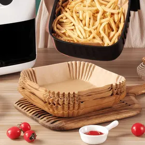 Air Fryer Paper Liners, 100Pcs Parchment Paper, Air Fryer Liners Disposable for Microwave, Non-Stick Air Fryer Liner Square Free of Bleach (6.3IN)