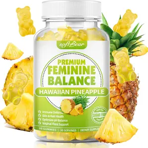 softbear Premium Feminine Balance Gummies for Women, Pineapple PH Balance Gummies for Women's Healthy Odor, Flora, Immune Support, Vegan, Gluten-Free, 60 Gummies