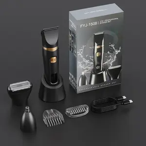 Three-In-One Men's Electric Hair Trimmer, Rechargeable Trimmer, Multi-Function Shaver, Nose Hair Trimmer, Fully Washable Full Body Depilator
