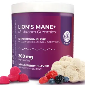 DR. MORITZ Lion's Mane Gummies for Adults & Kids 4+ - 12-in-1 Blend Including Reishi & Chaga - Mixed Berry Flavor - No Sugar Added, Non-GMO - 60 Count - Healthcare