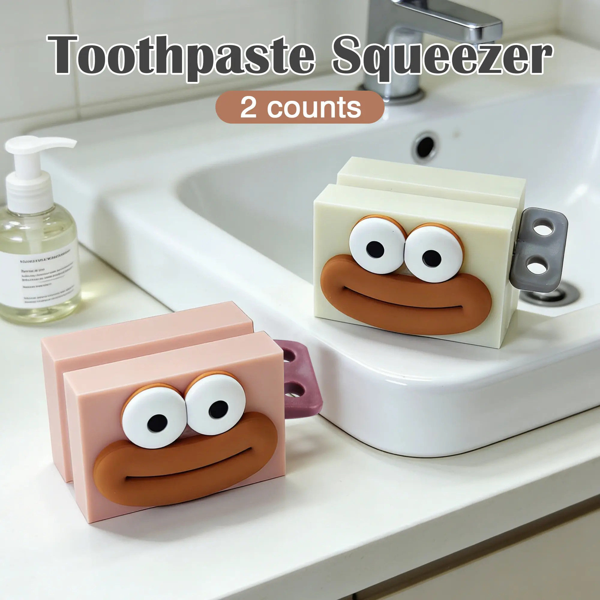 2 Counts Toothpaste Dispensers, tidy bathroom countertop organizer with cartoon character design for bathroom decoration