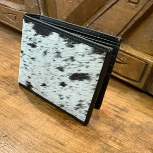 Cowhide Wallet - Black and White Spotted Design, Durable and Stylish, Perfect for Everyday Use