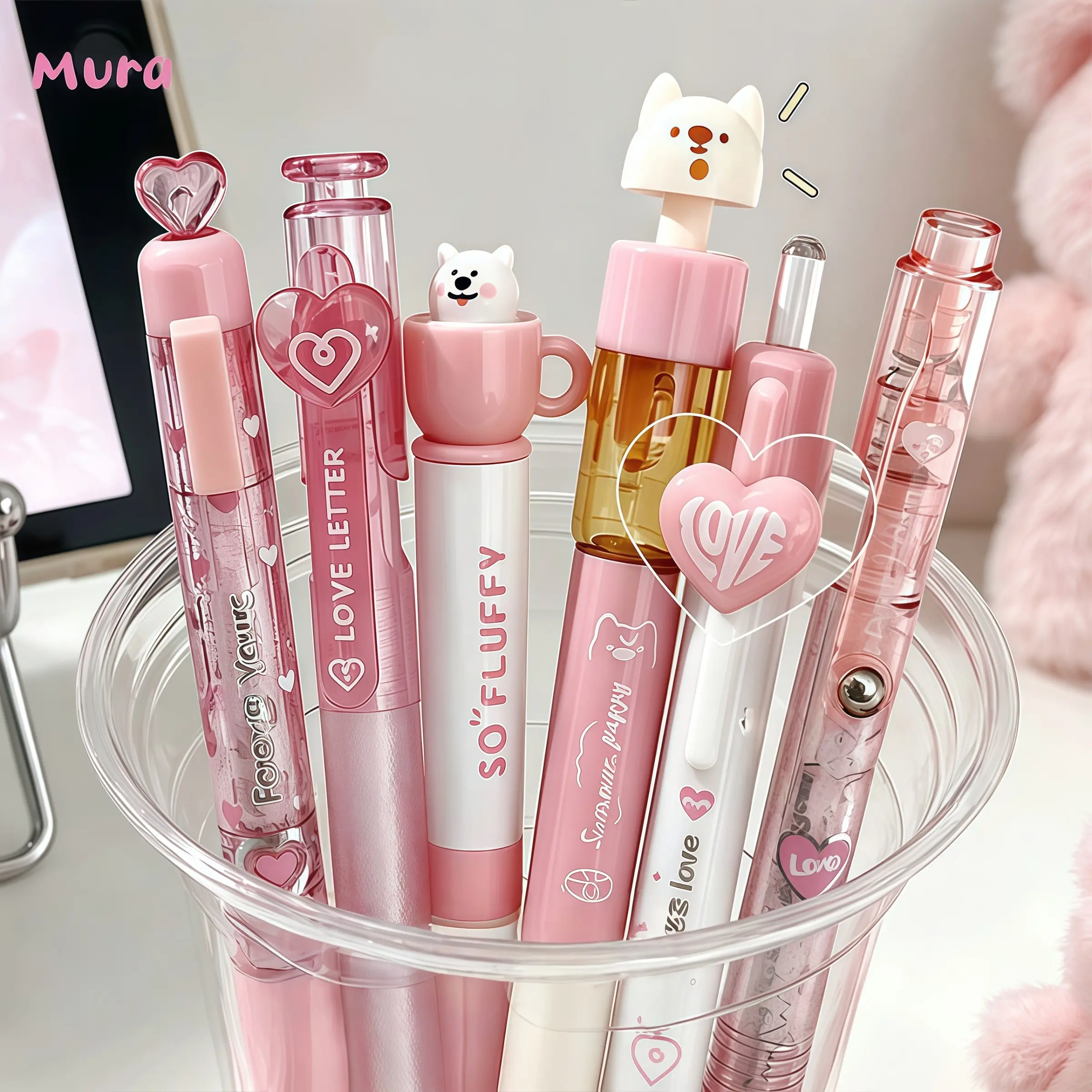 6PCS luxury Count Pastel Gel Ink Pens Set,Cute Note Taking 0.5mm Fine Point Retractable 6 Black Ink Pens with for Writing, Journaling, School,Office School Supplies Kawaii Pens for Women Men Unique Pens Aesthetic Pens.back to school.Senior Year