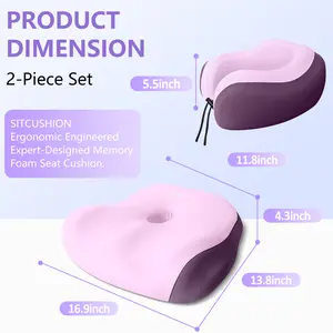 Supportive Seat Cushon with Neck Pillow, Ergonomic Design for Pain Relief, Ideal for Car, Office, Travel