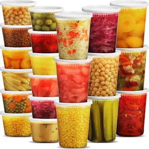 Deli Food Storage Containers with Lids - (48 Sets) 24-32 Oz Quart Size & 24-16 Oz Pint Size Plastic Airtight Takeout Meal Prep Storage, BPA-Free, Dishwasher, Microwave Safe