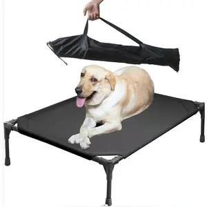 Foldable Dog Bed Elevated Pet Cot Outdoor Breathable Removable Carrying Bag Raised Dog Camping Bed