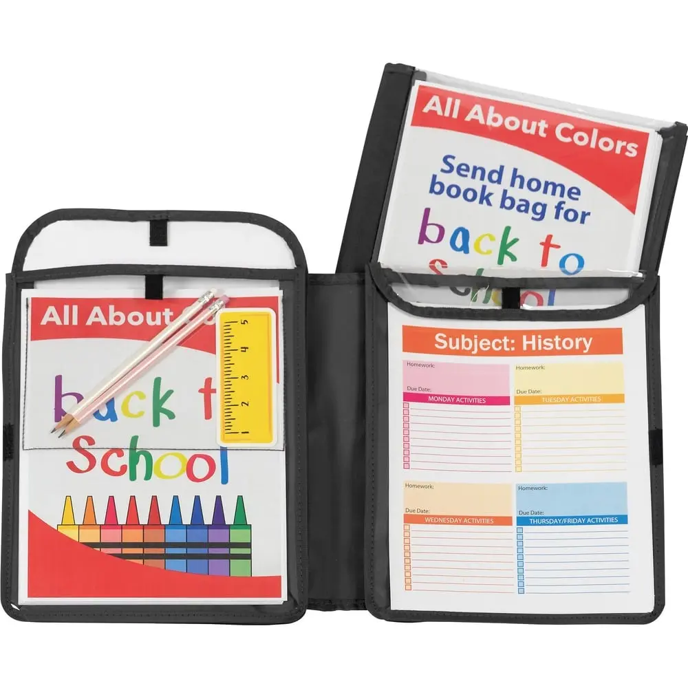 C-Line Homework Connector Folder (CLI33001) - Black, Hook-and-Loop Closure, 9" Width x 13" Length, 1/2" Height, Easy Access to Contents, Office Filing Stationery for Computers & Office Equipment