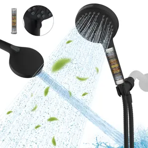 Hibbent Filtered Shower Head with Handheld High Pressure 10 Spray Mode Showerhead with Filters Water Softener Beads for Hard Water Remove Chlorine Reduce Dry Itchy Skin