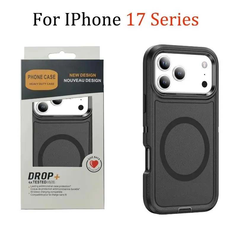 3IN1 Military Grade Heavy Duty Armor Case For IPhone 18 Pro Max 17 16 15 14 Plus Magnetic Charge TPU+PC Anti-fall Protect Cover