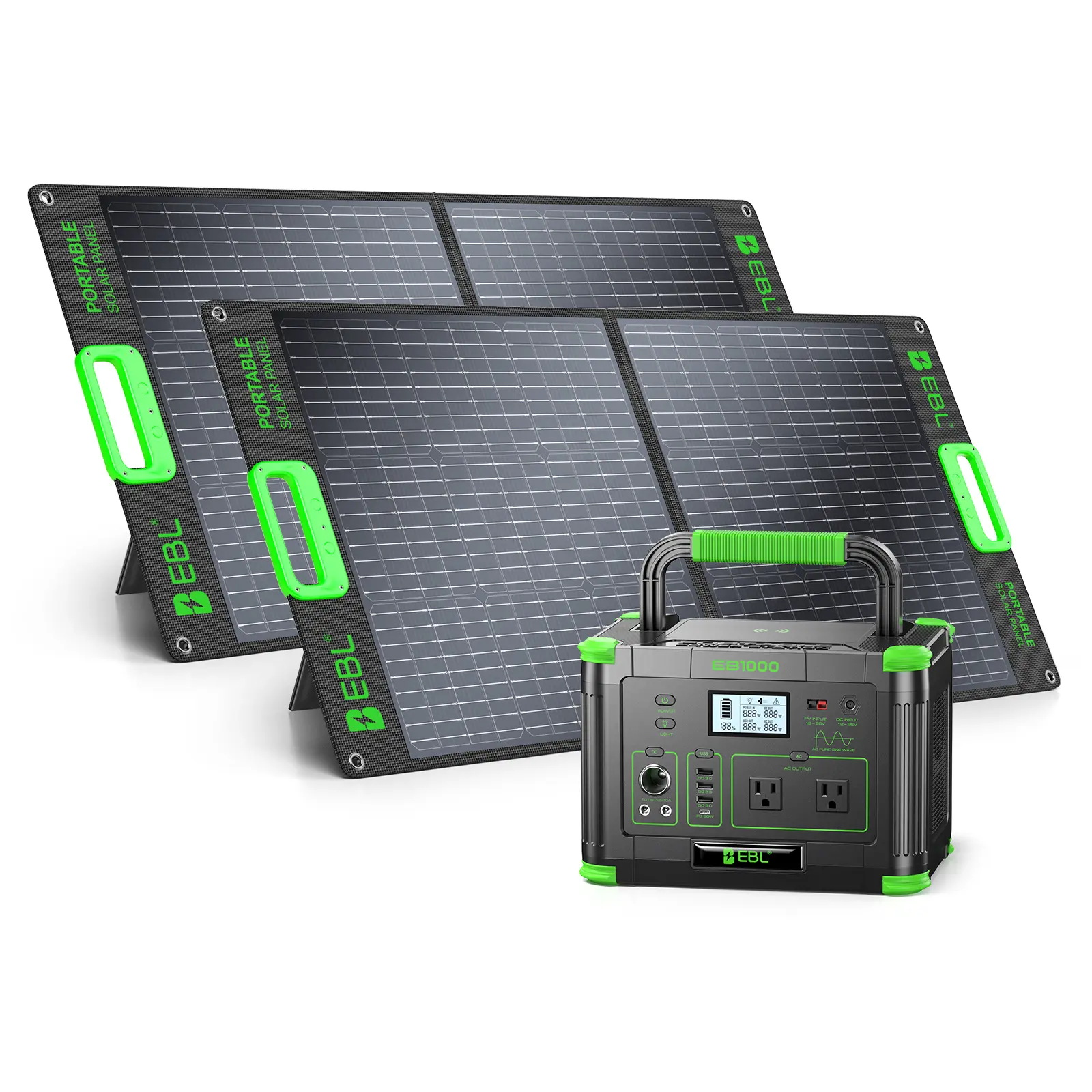 EBL Portable Power Station Bundle (999Wh 1000W) + Foldable Solar Panel, Off Grid Rechargeable Solution with MPPT Control for Overlanding (100W/200W Panel Options, Shipped Separately)