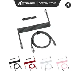 ATTACK SHARK C01PRO Coiled Cable Double Sleeved Type-C Cable With Detachable Aviator Connector for Mechanical Keyboard