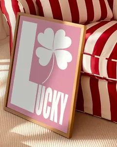 Green Lucky Typography Poster: Maximalist Home Decor
