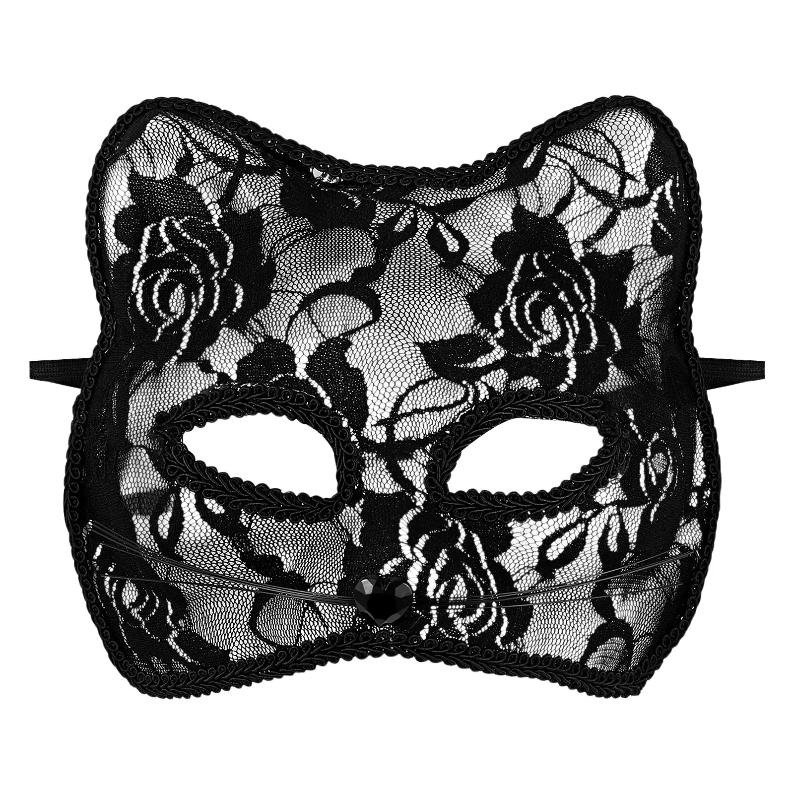 OIDEA Women's Lightweight Comfortable Lacy Cat Masquerade Mask - 19x17.5cm Plastic Half-Face Adult Mask, Festive Party Accessory for Halloween Cosplay, 7.49 Inches Gift