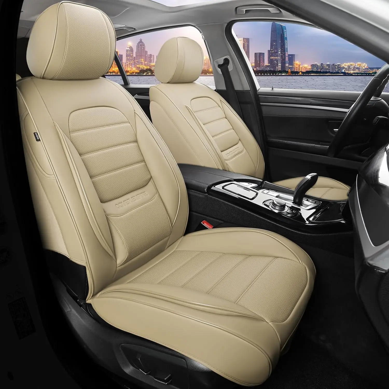 Seat s Full Set, 5 count Universal Leather Seat s for ,  Front and Rear Seat s, Breathable Automotive Seat  for  Sedans, , SUVs, Beige