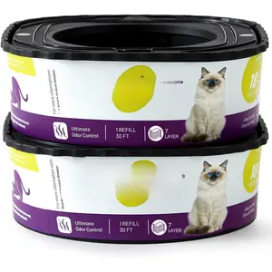 Litter Refill Bags,  2 Pack Genie Refill  60FT Total Up to 36 Weeks (Almost 8 Months) Per ,  Odor Control