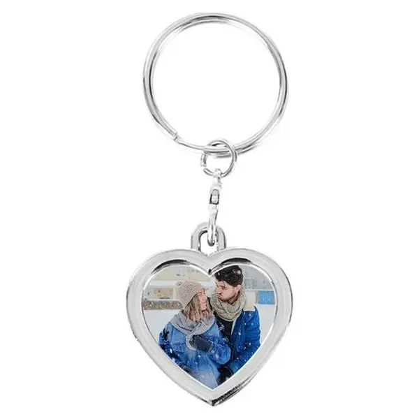 Classic Heart-Shaped Fashion Keychain - Smooth Polished Finish, Customizable Photo Insert, Plain Romantic Design, Compact Durable Daily Companion, Ideal Keepsake Gift