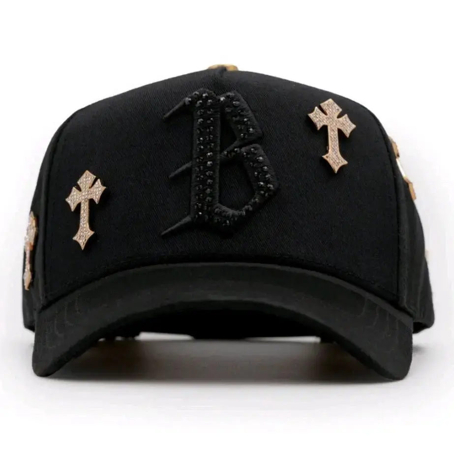 (NO BOX) Barbas Hats B Chrome Premium Streetwear Snapback - Limited Edition Cotton Base Black Adjustable Unisex Sun Protection Hat, 3D Embroidered Metallic Chrome-Inspired B, All Seasons Urban Look Clean Design for Modern Latino Street Fashion Enthusiasts