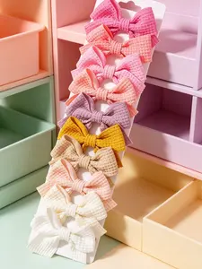 10 Pcs New Cute Ribbon Bow Hair Clips Set, Girl Handmade Hair Accessories, Trendy & Stylish Design, Perfect Gift Idea