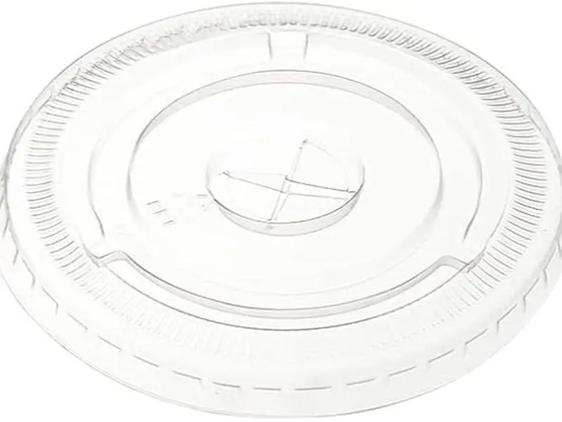 [100 Count] Clear Flat PET Plastic Lids (No Hole) 98mm Snap-On Lids for 12, 16, 20 & 24 oz Milkshake Cups, Leak-Resistant & Stackable (Formerly Comfy Package)