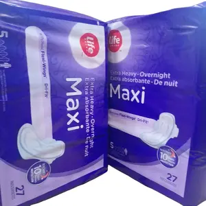 Life Extra Heavy Overnight Maxi Pads with Flex-Wings & Dri-Fit Technology - 54 Count Heavy Duty Sanitary Napkins Pack Pads Daily