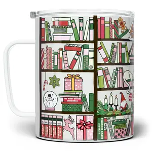 LOFTIPOP Christmas Bookshelf Library Mug, Bookish Holiday Cup, Book Lover Gifts, Designed and Printed in the USA by Loftipop