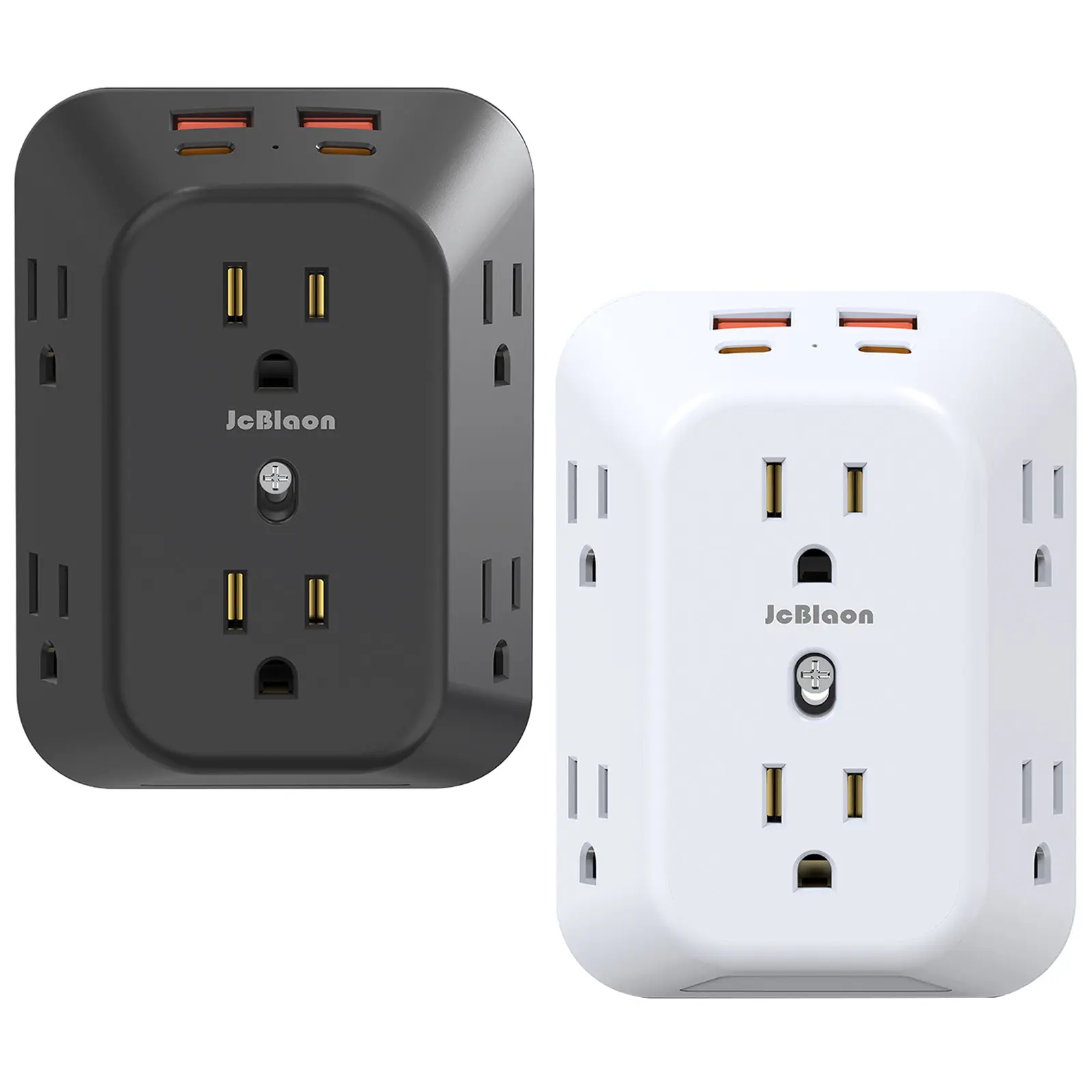 US Type Smart Surge Protector Indoor Plug-In Power Strip - 6-Outlet Universal Socket, 4-USB Fast Charging Compact Travel Wall Charger, 1050J Surge Protection, 1875W Extension for Computers
