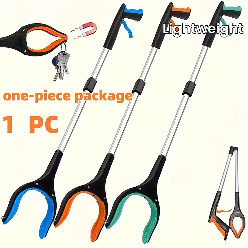 Foldable Portable Long Reach Grab Tool with Rotating Jaw and Strong Magnet, Ideal for Seniors and Disabled, Multi-Functional Home Tool for Keys, Trash, Books