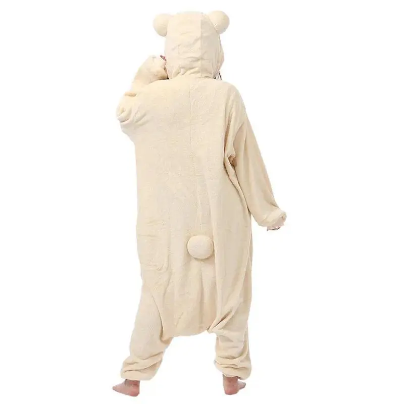 Rilakkuma Women's Long-Sleeve Onesie Pajama Set - Warm Loungewear, One Size, No Battery Needed, Anime Cartoon Cosplay Nightwear Jumpsuit