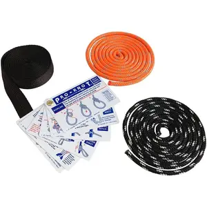 Tying Kit including 17 Waterproof Instruction Cards, 2 6ft Double-Braided Ropes and 1 6ft Nylon Webbing