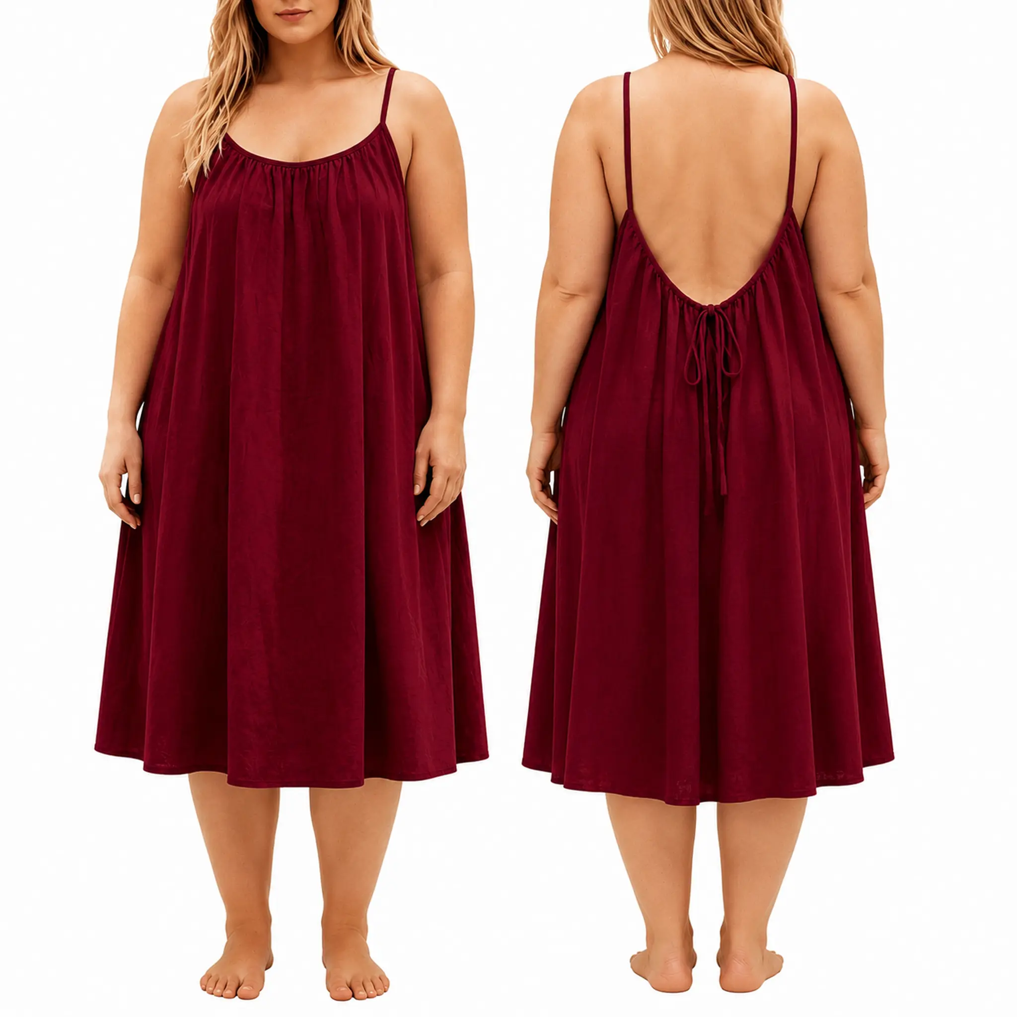 Plus Size New Women's Backless Cami Dress, Loose-Fit Homewear, Sexy Sleepwear, Beach Cover-Up, Multiple Colors & Sizes Available