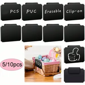 Removable Storage Basket Labels, Kitchen Clip-On Label Holder, Erasable Plastic Food Storage Labels, Fits Fabric Baskets, Boxes, Hanging Containers