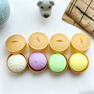 4-Pack, 2-Pack,  Mini Mystery Bun Fidget Toy(6.0cm * 3.5cm/2.36" x 1.38")Dumpling Toy Squishy-Soft TPR Material, Stress Relief, Random Style per Pack Sleep Aid and Stress Relief steamer basket food stretchy desk toy sensory grippie set dumpling squisk